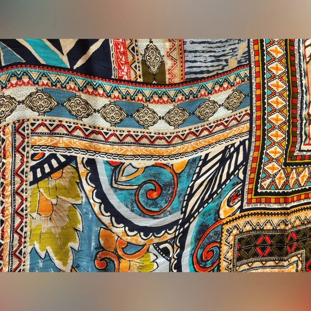 🌸 Colorful, Vibrant, Patterned Bohemian-inspired Design Scarf 70” - Picture 5 of 6